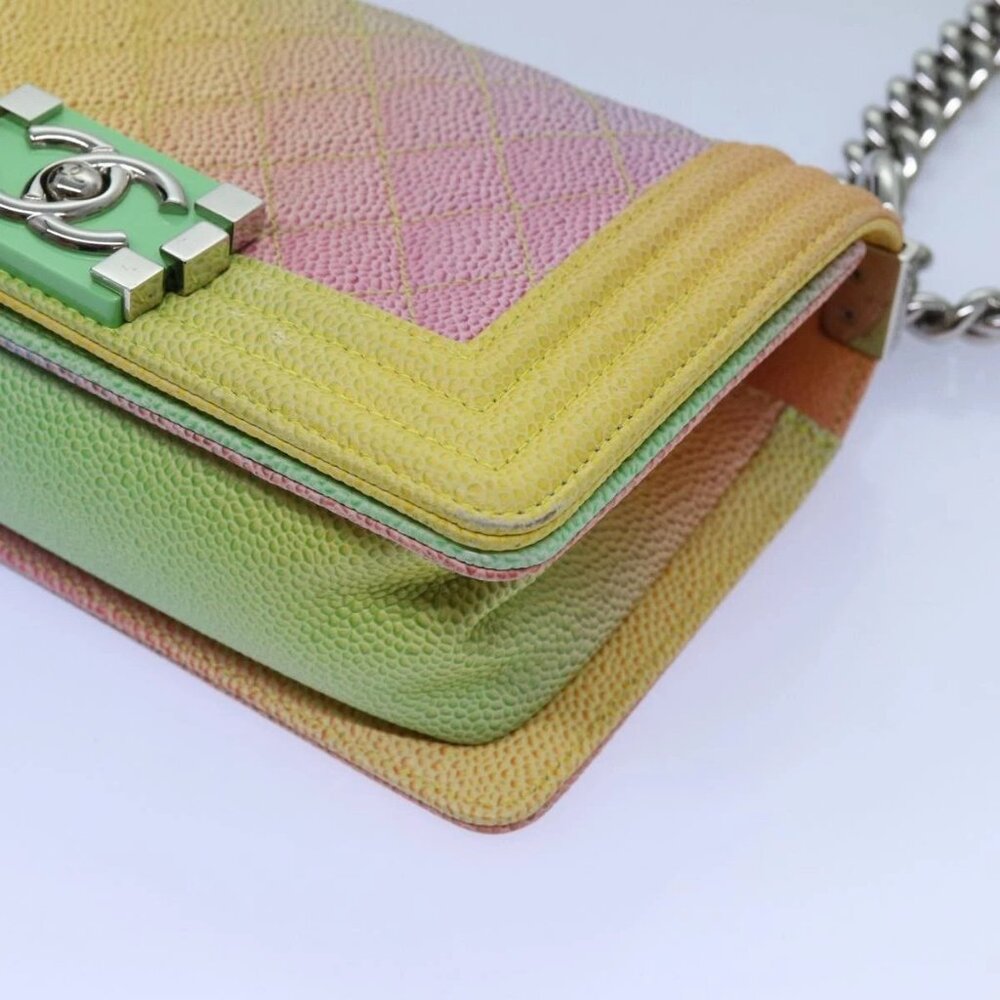 CHANEL Matelasse Boy Chanel Chain Shoulder Bag Leather Rainbow CC Auth 71579SM - Picture 9 of 15